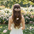 Gold-Tone Crystal Butterfly Barrette with Gradient Pink Wings - Hair Clip